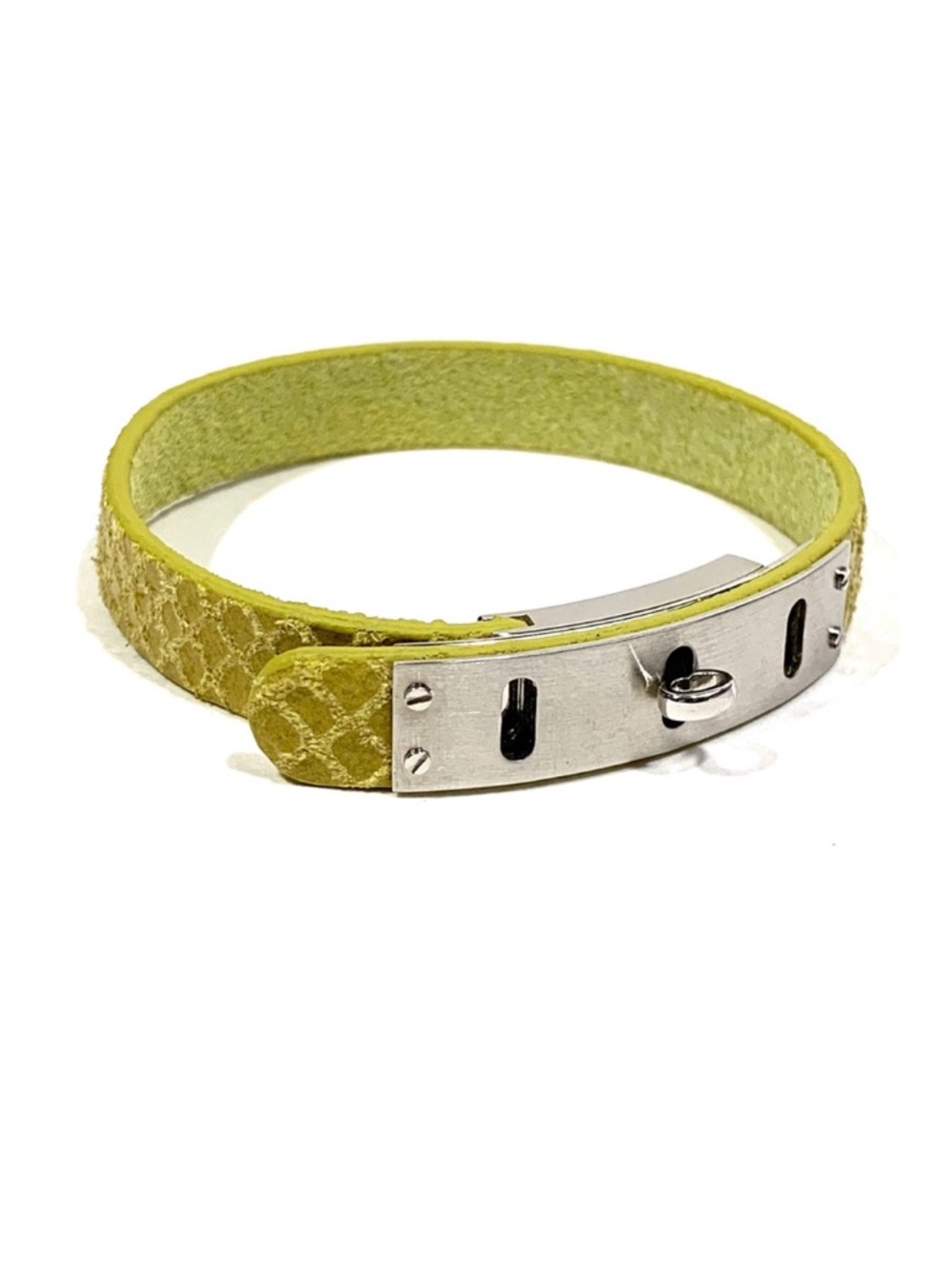 Fossil Yellow Leather Turnlock Wrist Wrap EUC